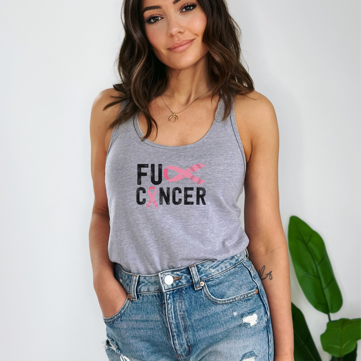 Fuck Cancer Tank Top Tank Top XS Heather Grey 