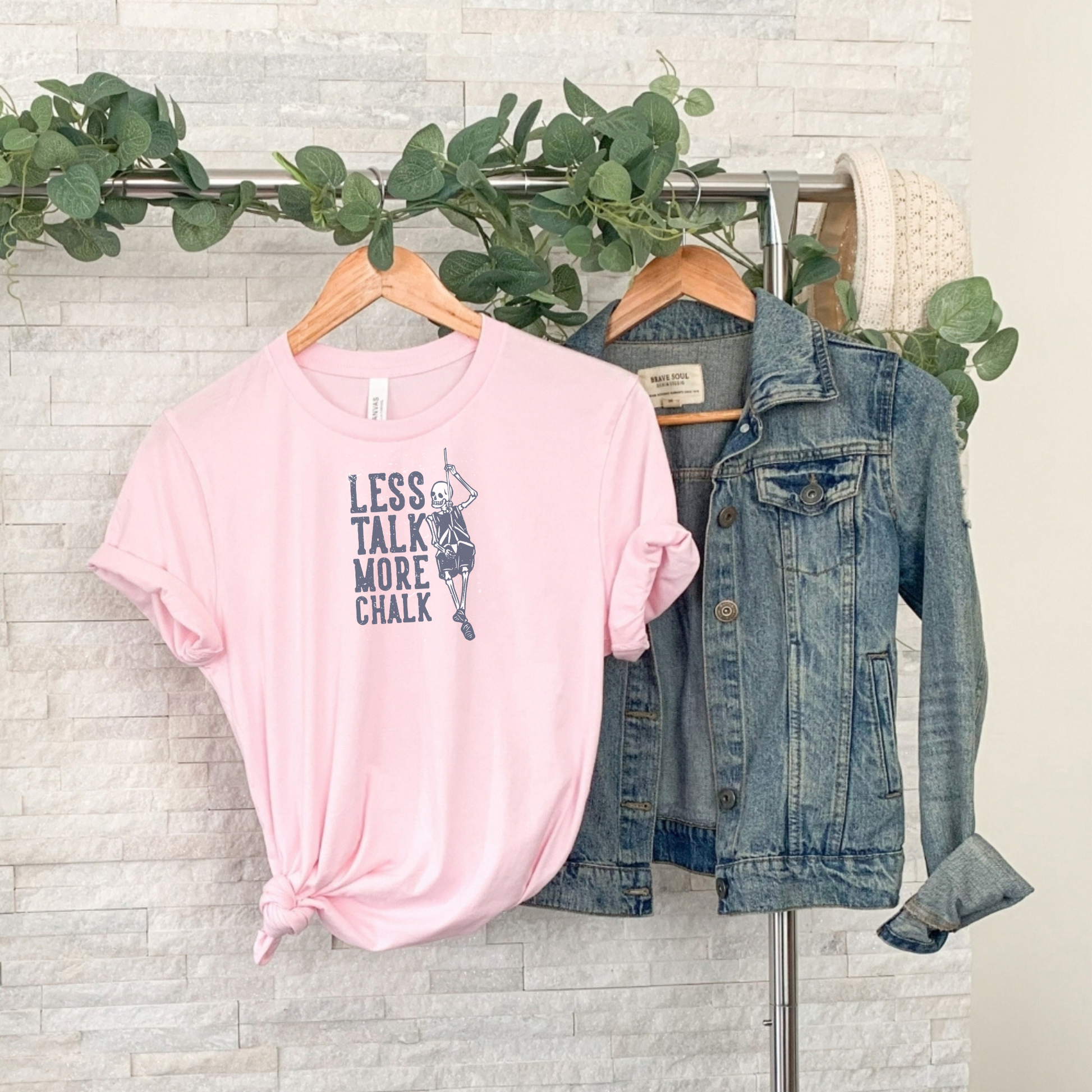 Less Talk, More Chalk Tee T-Shirt Pink S 