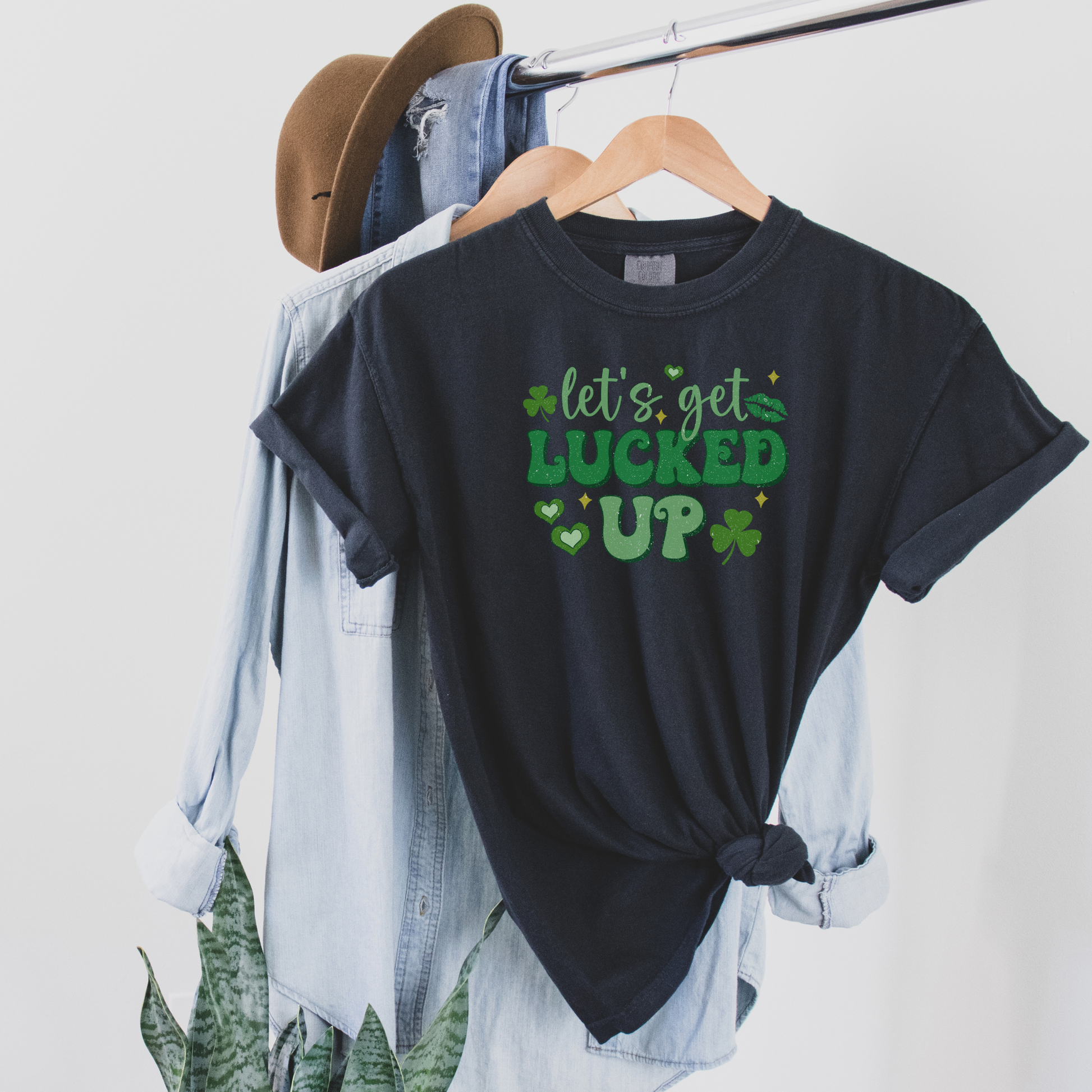 Let's Get Lucked Up Tee T-Shirt Black 3XL 