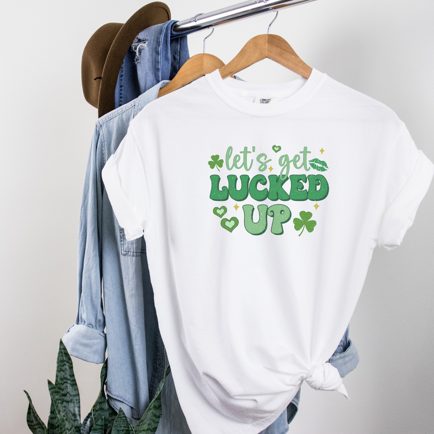 Let's Get Lucked Up Tee T-Shirt White 3XL 