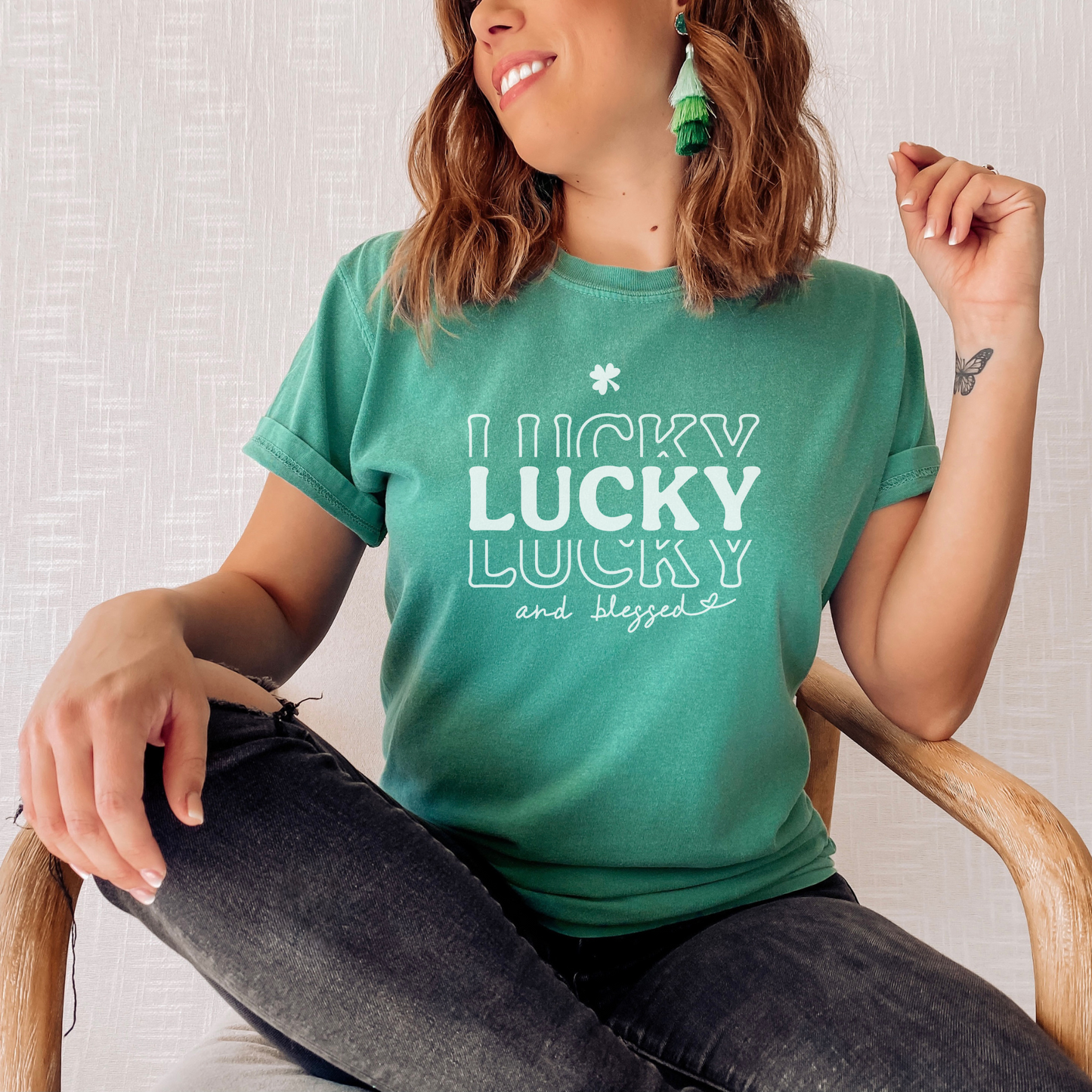 Lucky and Blessed Tee T-Shirt Grass S 