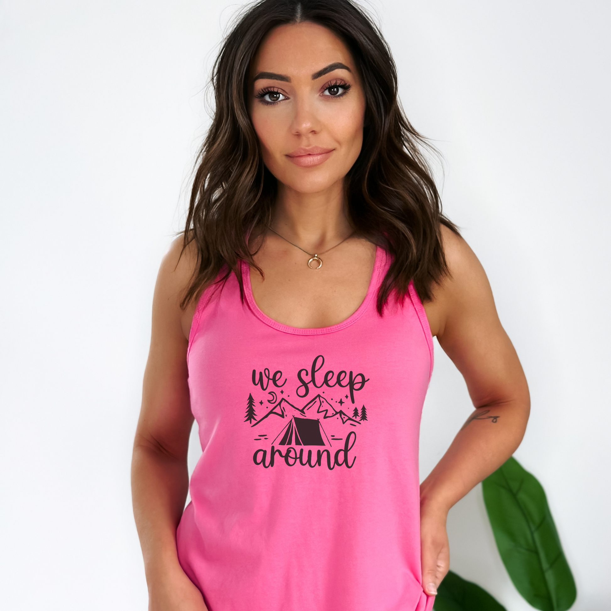 We Sleep Around Tank Top Tank Top XS Solid Hot Pink 