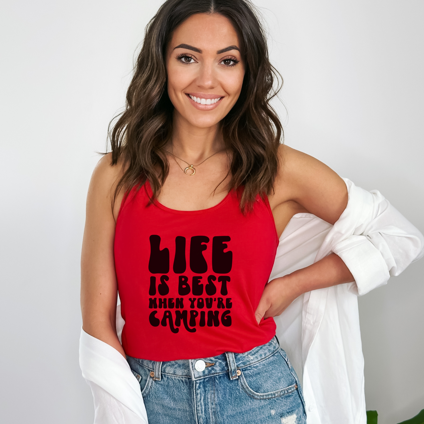 Life is Best When You're Camping Tank Top Tank Top XS Solid Red 