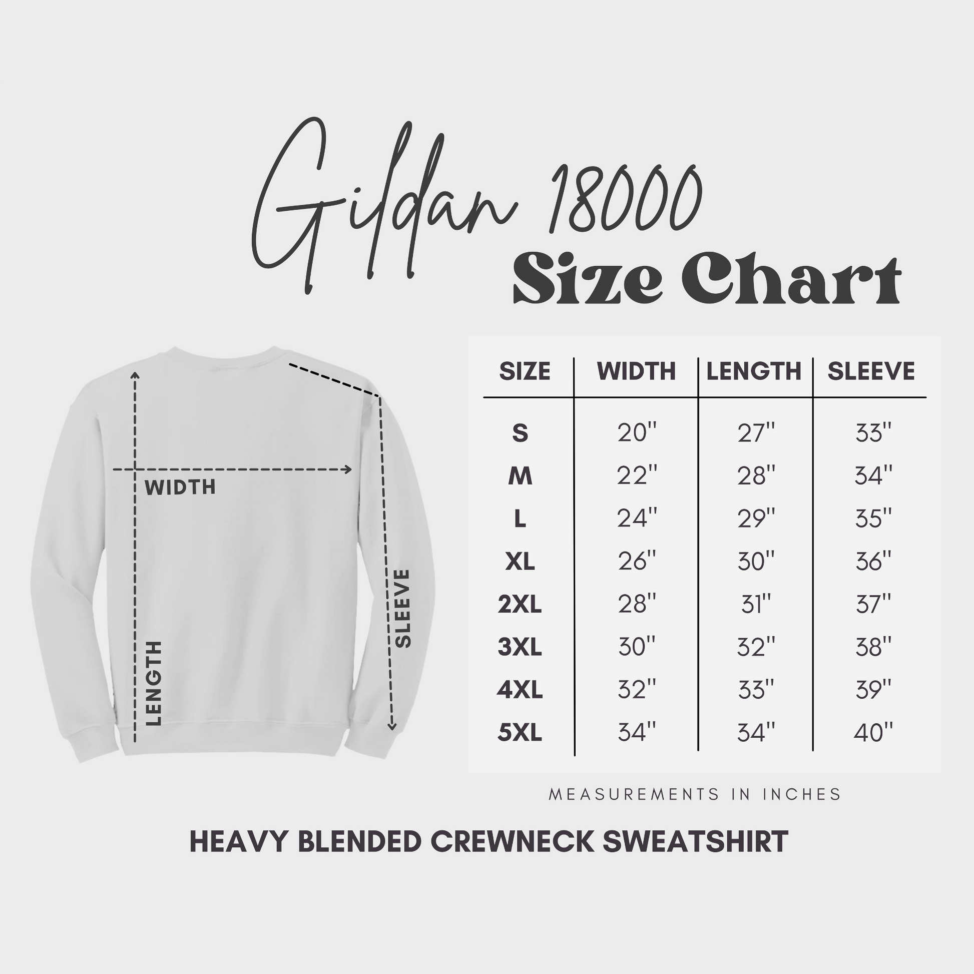 Gildan 18000 Size Chart Unisex Sweatshirt Size Chart Size Chart Mockup  Diverse Mockups, Oversized Model Mockup 