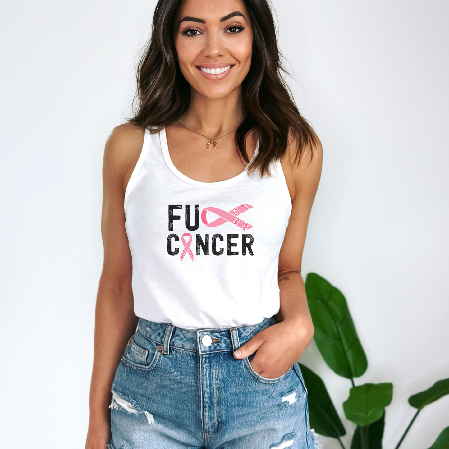 Fuck Cancer Tank Top Tank Top XS Solid White 