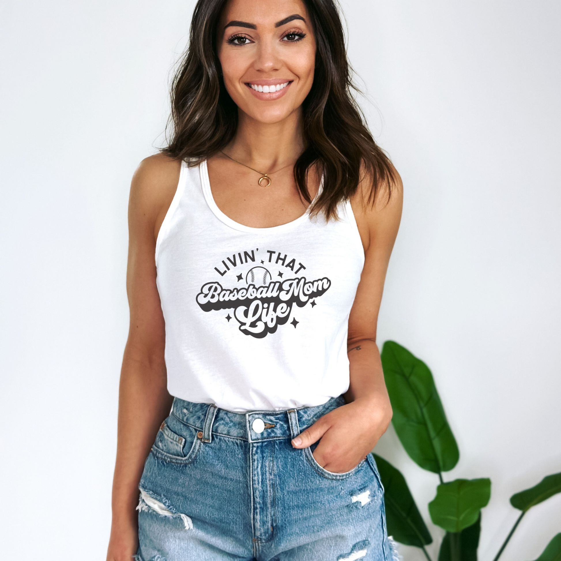 Livin' That Baseball Mom Life Tank Top Tank Top XS Solid White 