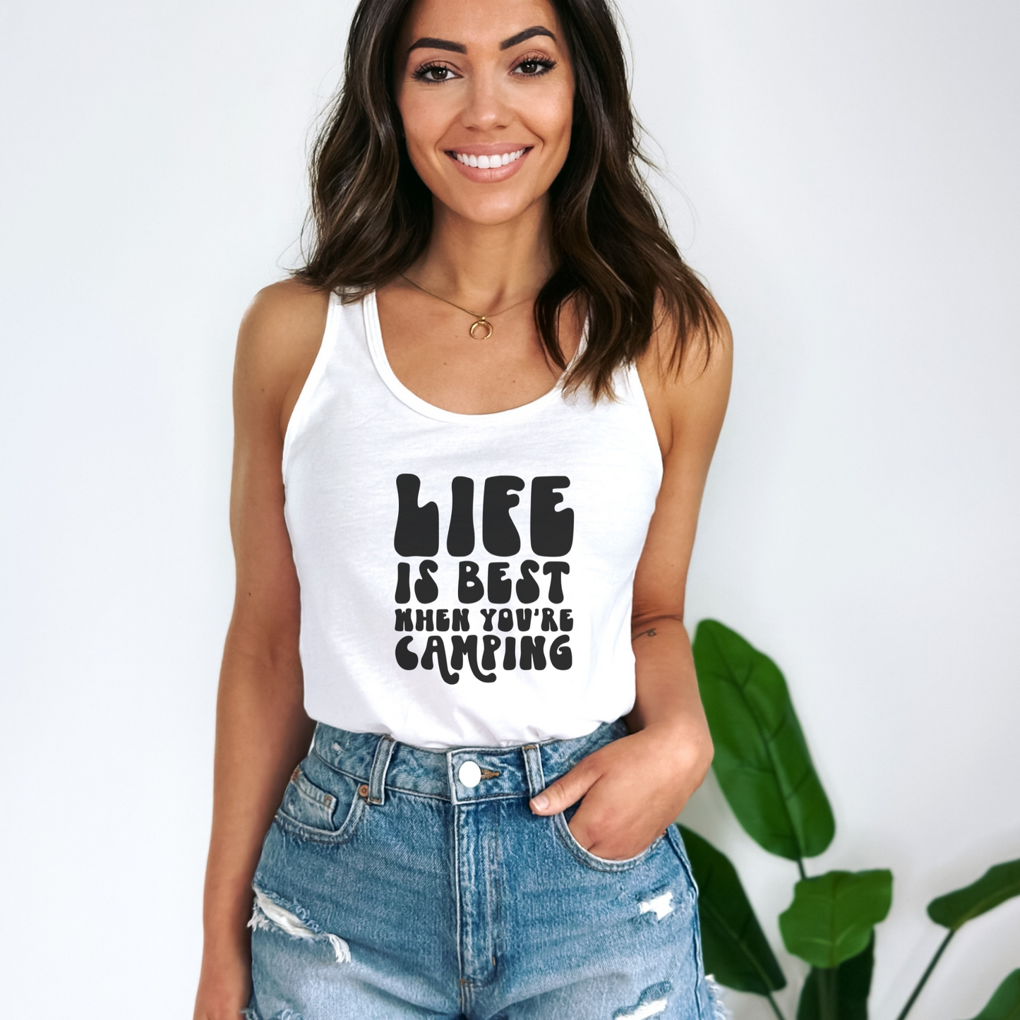 Life is Best When You're Camping Tank Top Tank Top XS Solid White 