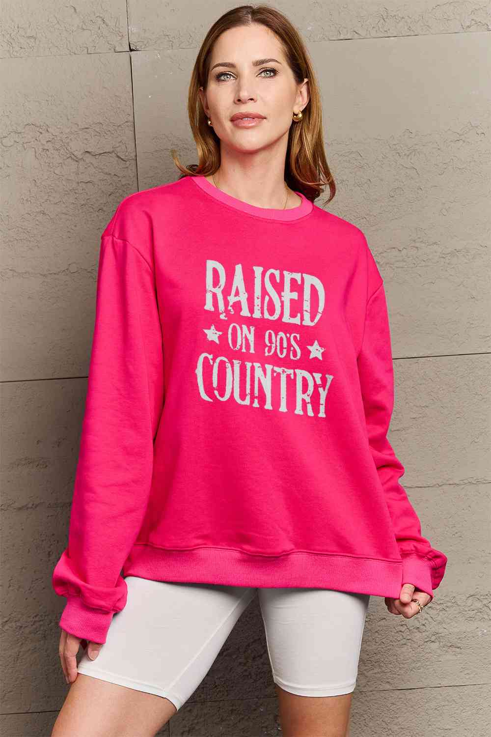 Raised on 90's Country Sweatshirt  Deep Rose S 