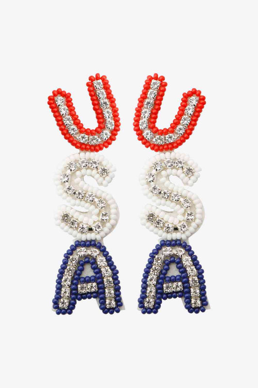 USA Beaded Earrings  Multicolor One Size 