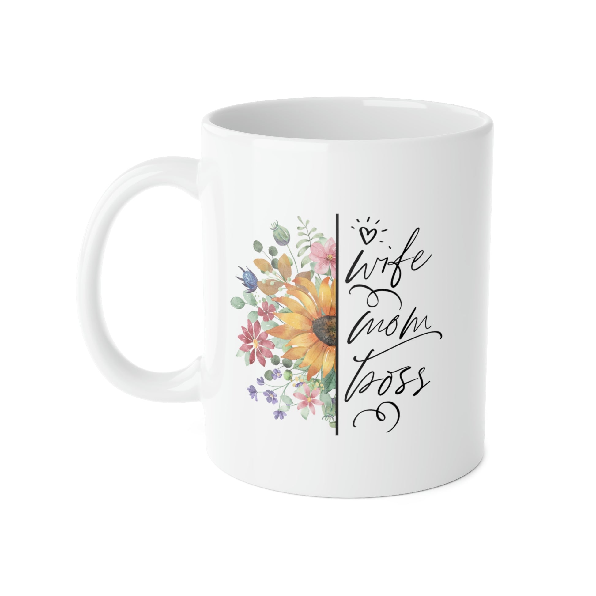 Wife, Mom, Boss Floral Coffee Mug Mug   