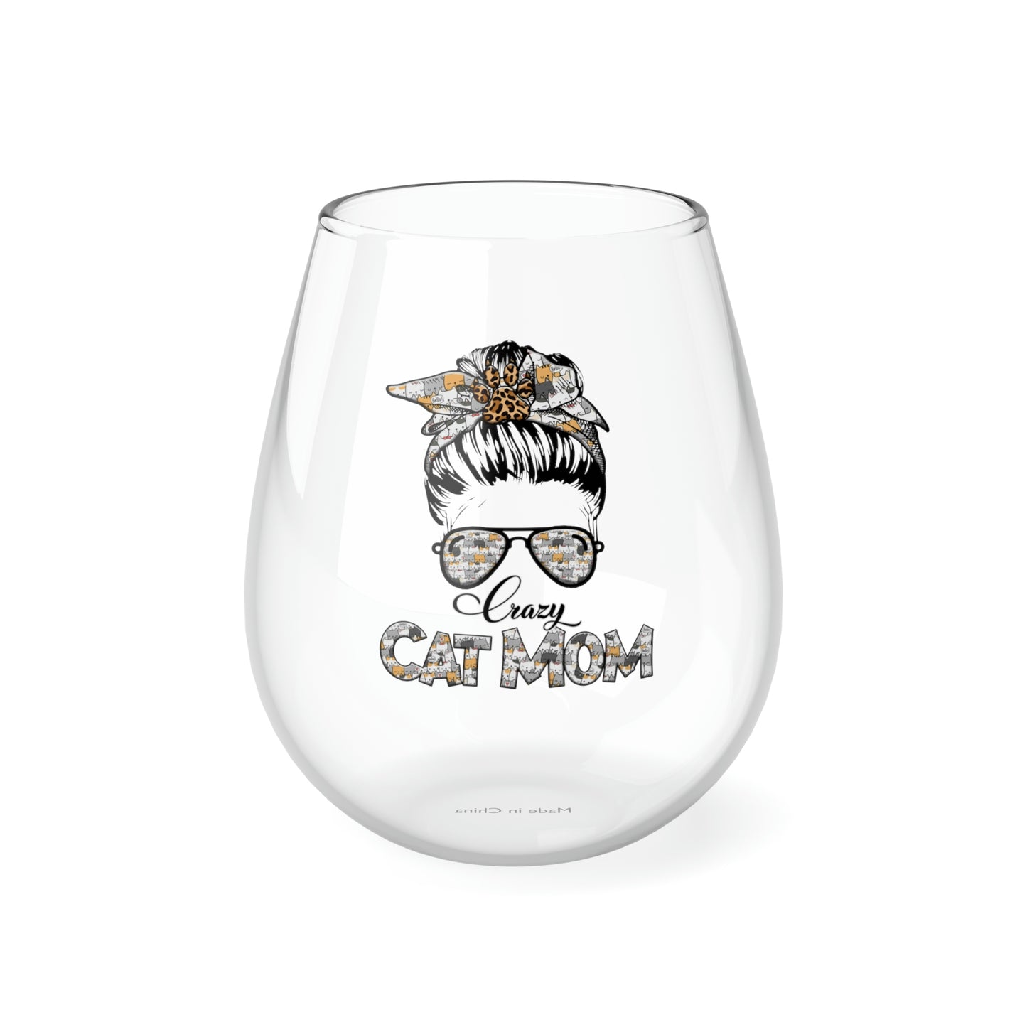 Crazy Cat Mom Wine Glass Mug   