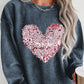 Plus-Size Sequin Heart Sweatshirt  French Blue 1XL 