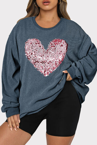 Plus-Size Sequin Heart Sweatshirt    