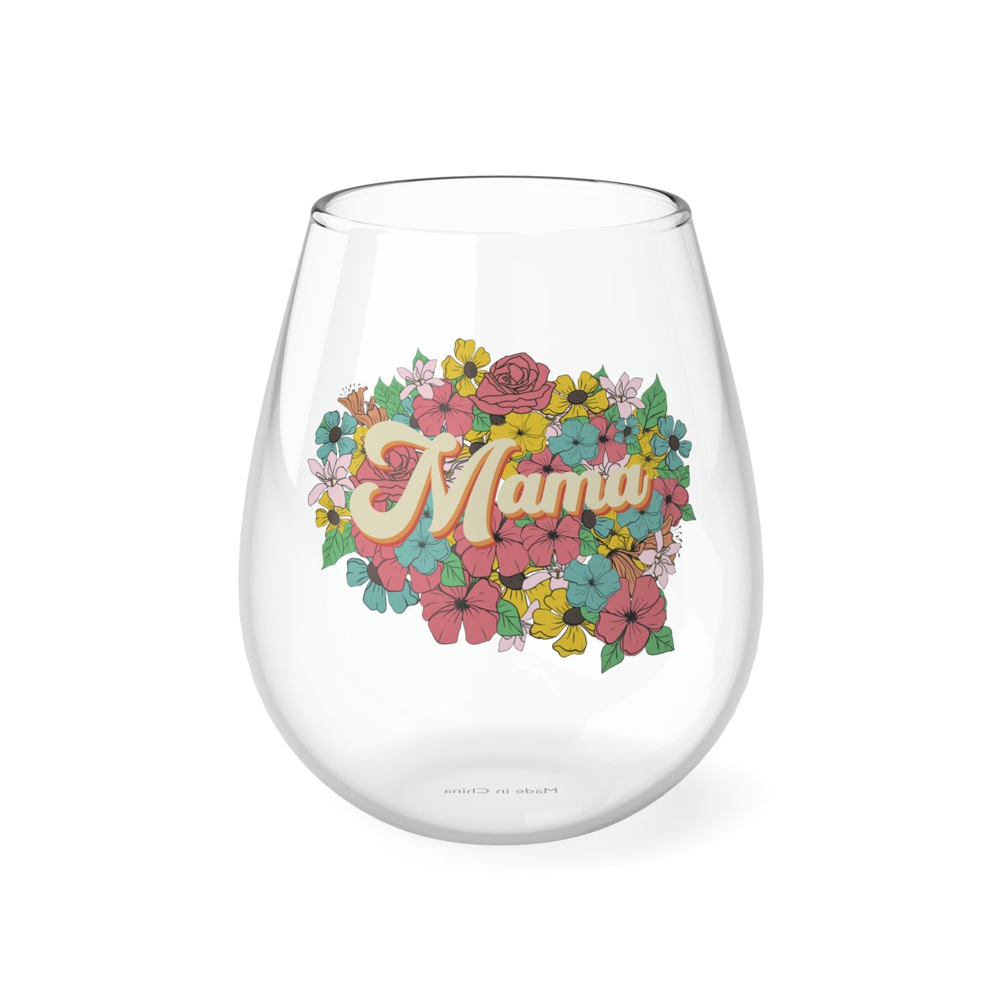 Mama Floral Wine Glass Mug   