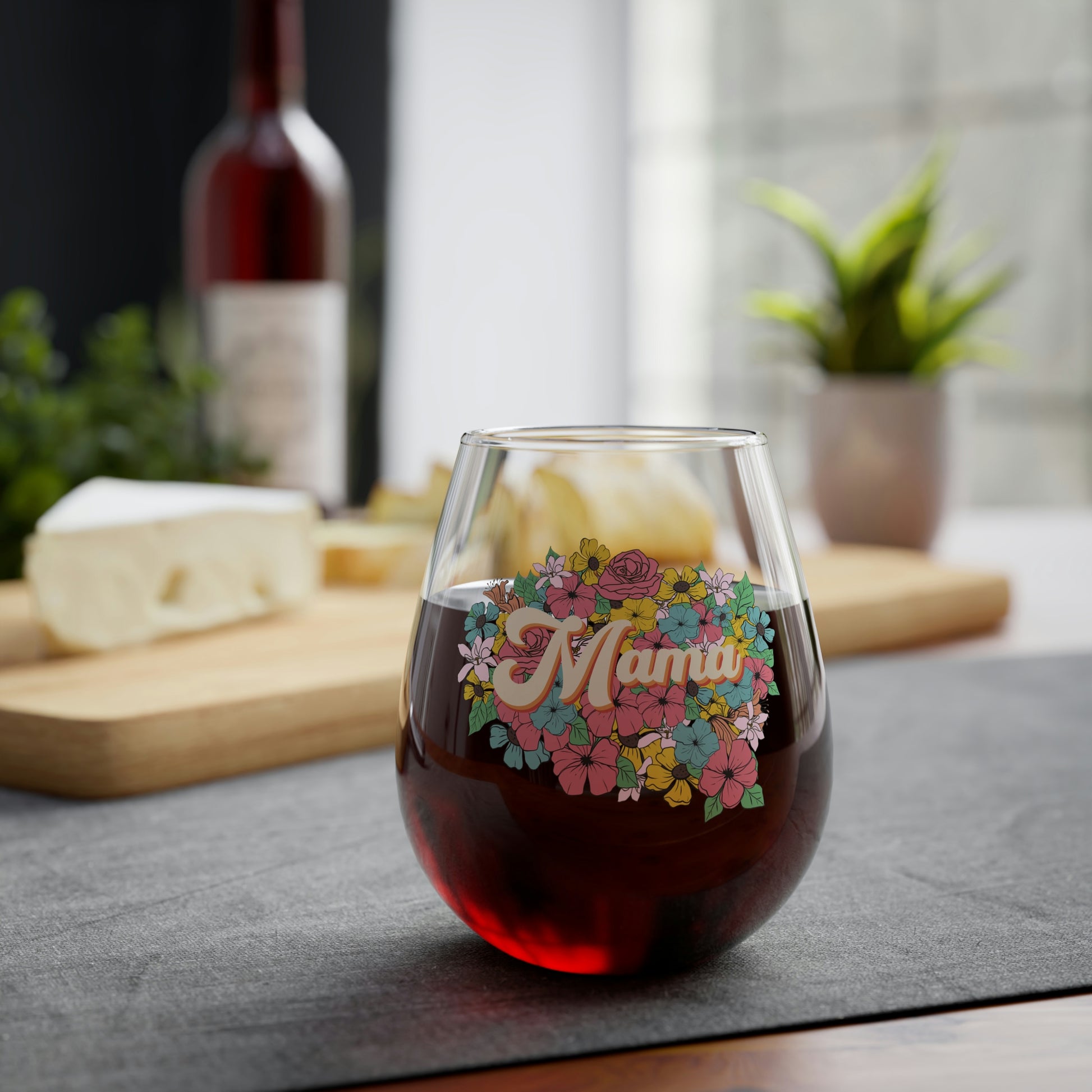 Mama Floral Wine Glass Mug 11.75oz  