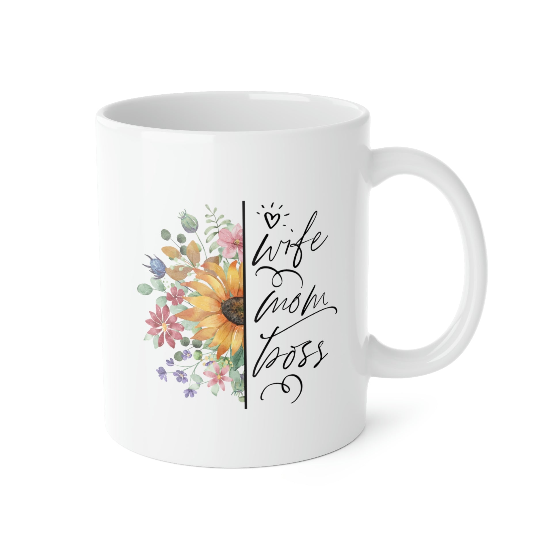 Wife, Mom, Boss Floral Coffee Mug Mug   